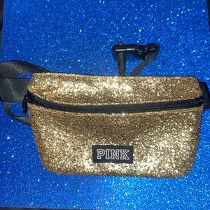 Victoria Secret Pink Gold Glitter Fanny Pack